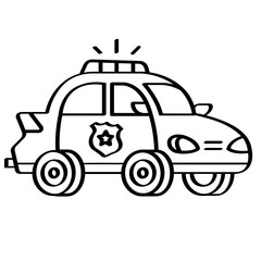 police car vehicle patrol siren law enforcement doodle outline © andinur