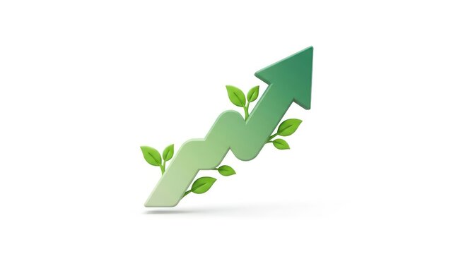Green arrow with leaves growth.