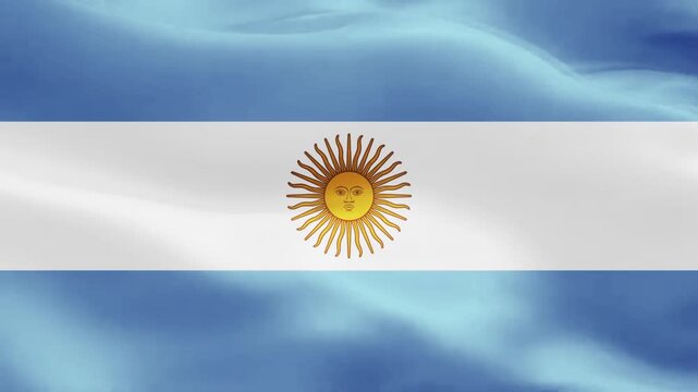 Waving flag of argentina, national symbol of the argentine republic, textured fabric background with soft folds