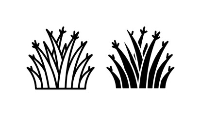 Grass Clumps, Nature Elements, Vector Icons, Black and White © Mahfuz