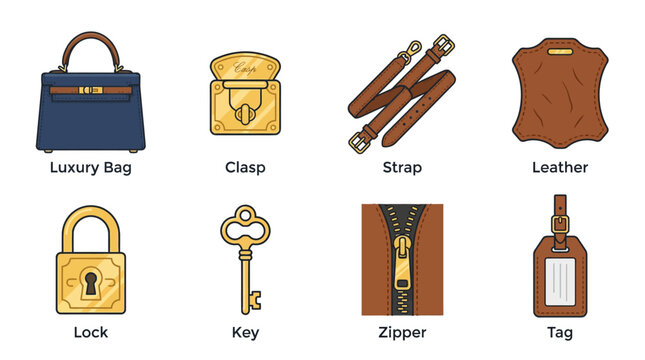 Collection of luxury fashion accessories and items.