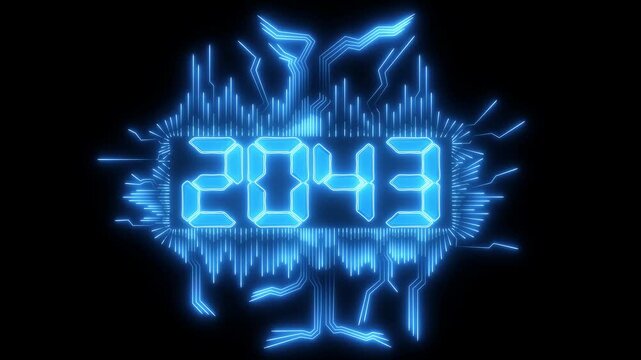 2043 neon line text. Abstract 2043 neon text animation, Glowing neon number text background. video animation . important year, important date 2043. Educational mathematics 2043 animation.