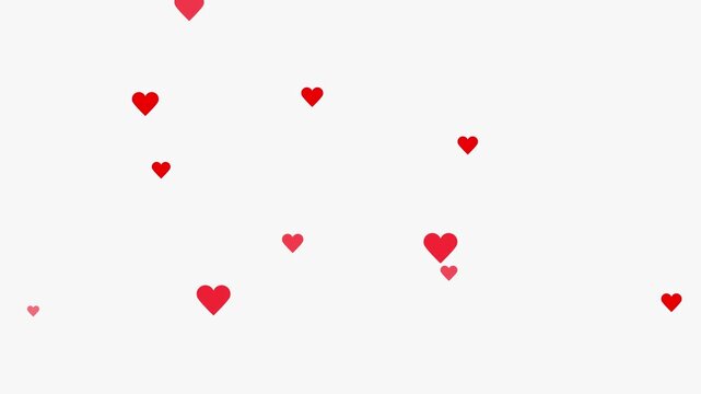 Red Hearts Flying Icon, valentine's day. falling red hearts particle effect best for Valentines Day, I love you, red heart confetti falling. wedding anniversary, love, motion graphic video animation. 