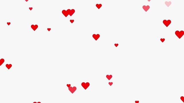 Red Hearts Flying Icon, valentine's day. falling red hearts particle effect best for Valentines Day, I love you, red heart confetti falling. wedding anniversary, love, motion graphic video animation. 