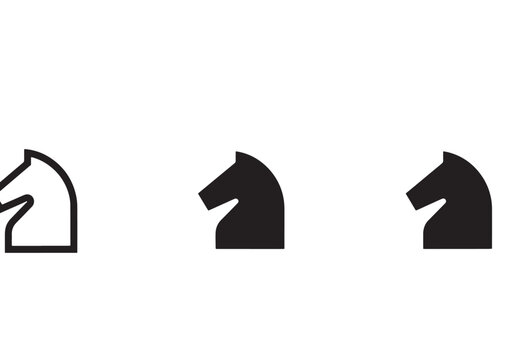 Chess knight icons black and white