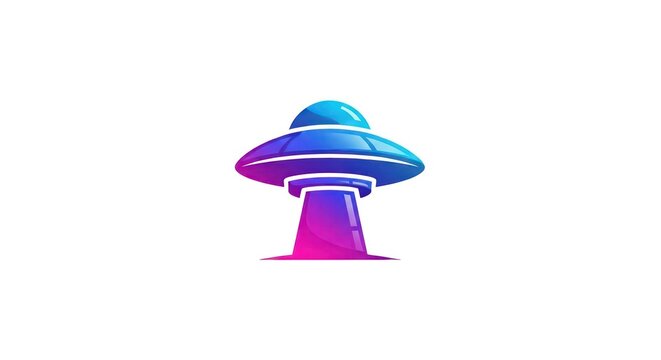 Colorful UFO Spaceship Icon Illustration.