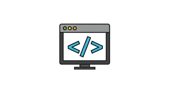 Computer screen with coding symbols displayed.