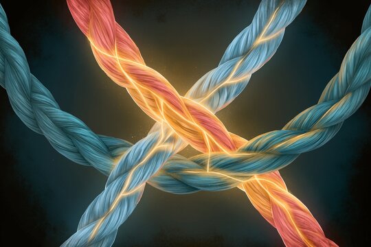 A threefold cord tightly braided together, glowing slightly, impossible to break, Ecclesiastes symbolism