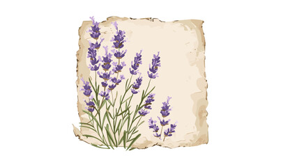 Fototapeta premium Lavender Floral Vintage Paper Frame Vector Illustration Isolated On Transparent Background