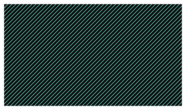 Minimalist diagonal pinstripe pattern with teal lines on black background creating sharp geometric texture for sophisticated corporate branding or elegant digital backdrop in modern tech aesthetic.