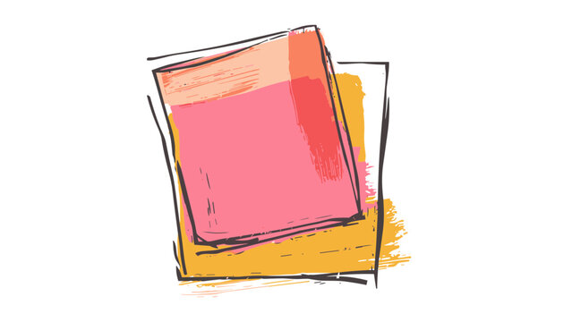Colorful Memo Notes Stack Sketch Style Vector Illustration Isolated On Transparent Background