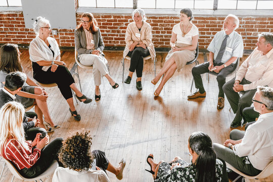 Group discussion in circle seating