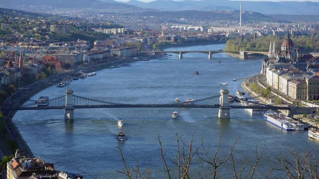 Danube River and Bridge in Budapest Hungary
