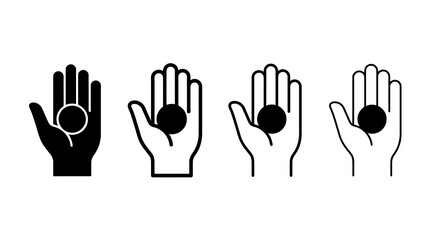 Fototapeta premium Minimalist hand icons with coin symbols in various styles