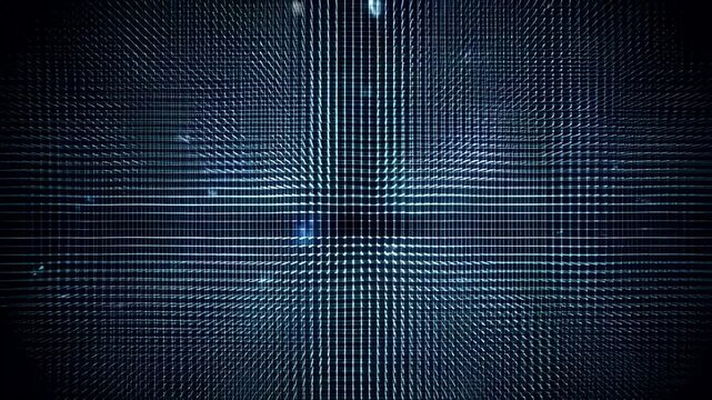 Neon light waves pulsating in digital grid pattern with dynamic motion effects