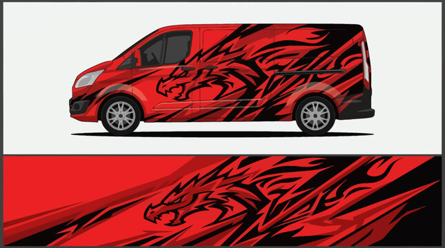Red Van with Flame Design.