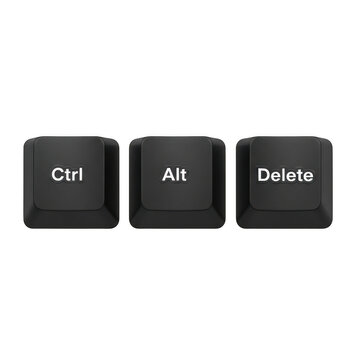 Three computer keyboard keys: ctrl, alt, delete