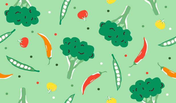 Cute mix vegetables pattern background vector design
