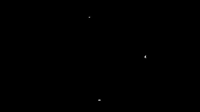Slow motion explosion with alpha channel showing fire and particles, glowing firework effect in dark night space with animation and magic stars