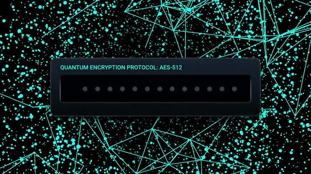 Quantum encryption protocol access granted binary code over digital network background