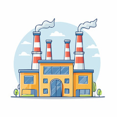 Fototapeta premium Cartoon Factory with Smokestacks Emitting Smoke