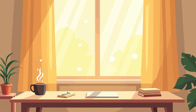 Bloom Light Leak Morning Coffee Window Cozy Flat Scene