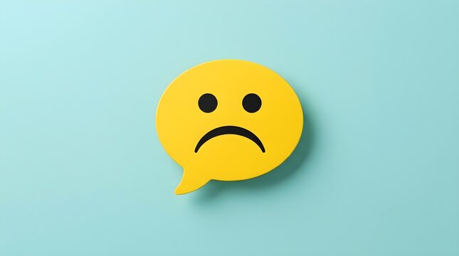 Depiction of a displeased customer using a paper cut emoticon for illustrating negative feedback