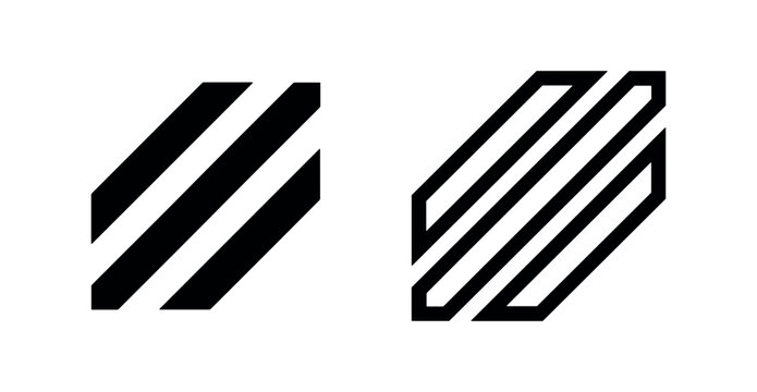 Abstract geometric parallel diagonal lines icon in solid and outline style. Modern design element.