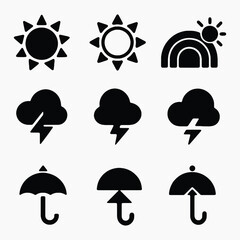 Obraz premium Weather icons in minimalist style vector set