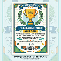 Dad Quote Poster Template With Trophy With Lawnmower