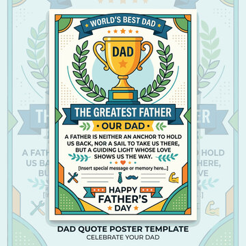 Dad Quote Poster Template With Trophy With Lawnmower