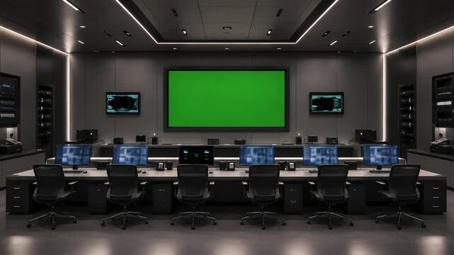 Modern information center with green screen