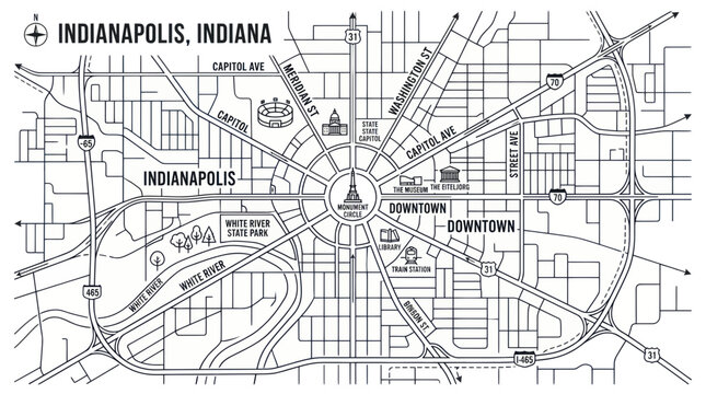 Indianapolis, Indiana City Map