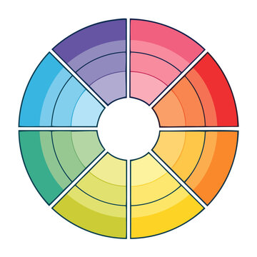 Flat color wheel vector diagram
