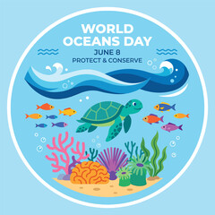 Fototapeta premium World Oceans Day Turtle With Sea Turtle