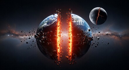 Earth splitting open destruction