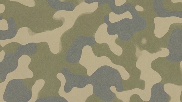 Panning shot of camouflage fabric pattern sliding horizontally across textured cloth surface in studio lighting close up seamless repeat motion