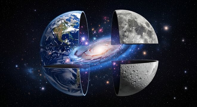 Earth and moon conceptual universe