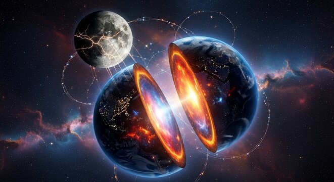 Earth cutaway conceptual illustration