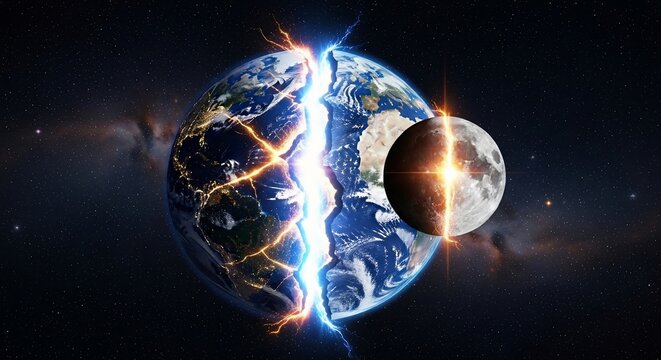 Earth moon collision concept