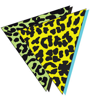 Neon Leopard Print Layered Triangles Abstract on Transparent Background