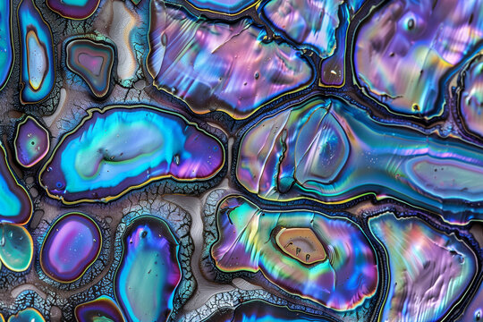 Iridescent colorful abalone shell nacre texture background