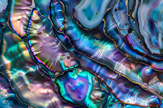 Iridescent colorful abalone shell nacre texture background