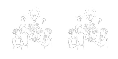 Obraz premium Brainstorming Innovation Process Outline Isolated Transparent PNG Suitable For Business Presentation Startup Concept