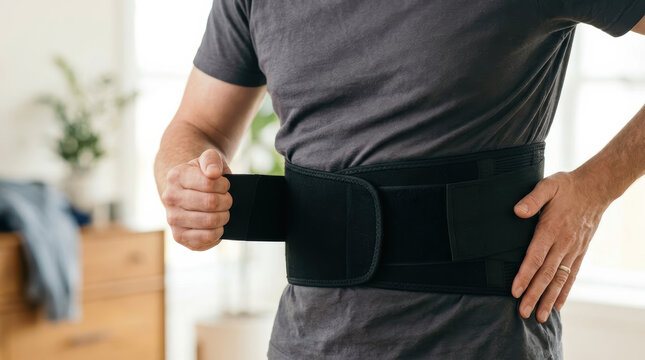 Posture brace torso support belt man wrapping adjustable strap for back care, pain relief, lumbar protection, recovery, and orthopedic aid at home