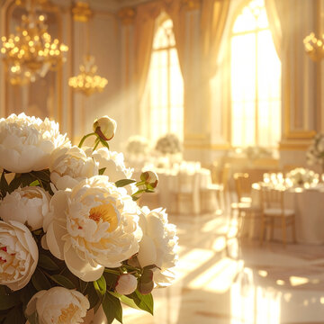 Elegant floral arrangement in luxurious hall