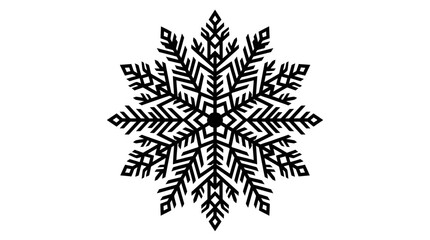 Intricate Black Snowflake Illustration with Symmetrical Design. © Kopi_std