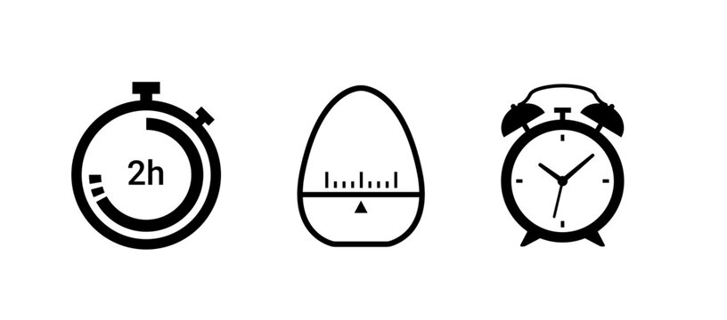 Clock stopwatch vector icon set. Alarm stop watch flat symbol logo sign. Timer clock icon