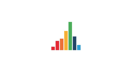 Fototapeta premium Colorful Bar Chart Icon on White Background, Data Visualization, Growth Concept
