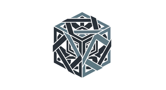 Geometric Abstract Cube Illusion Design